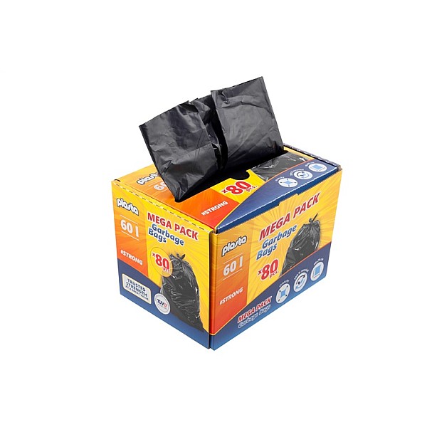 GARBAGE BAGS PLASTA MEGA PACK 60L 80PCS