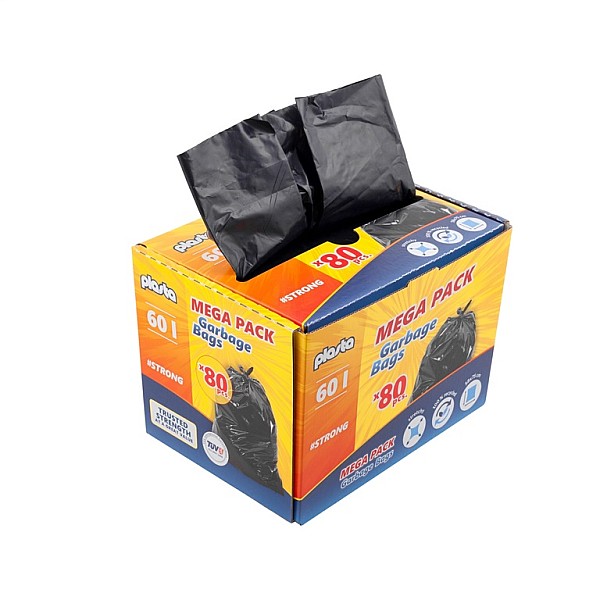 GARBAGE BAGS PLASTA MEGA PACK 60L 80PCS