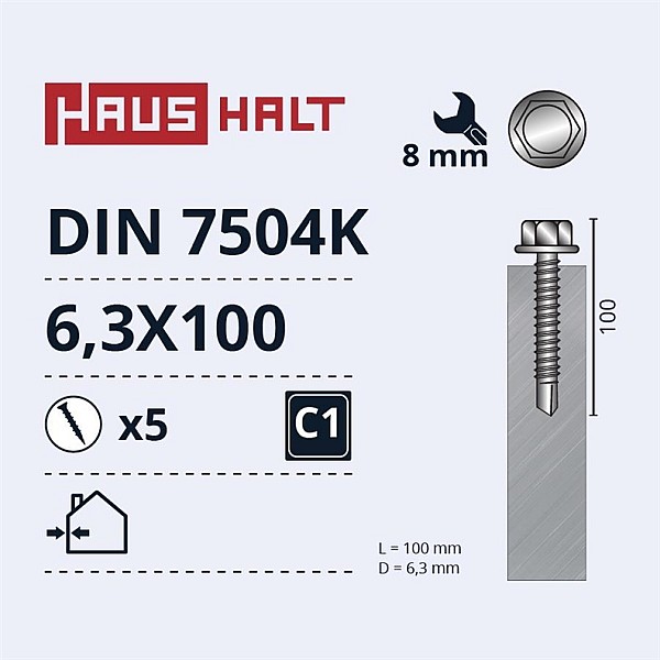 Savisriegiai Haushalt. DIN 7504K. 6.3 x 100 mm. 5 vnt.