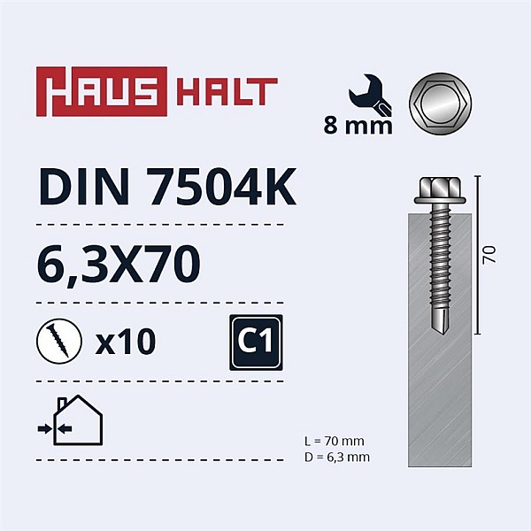 SELF SCR 6.3X70 MET DIN7504K ZN10PCS M2