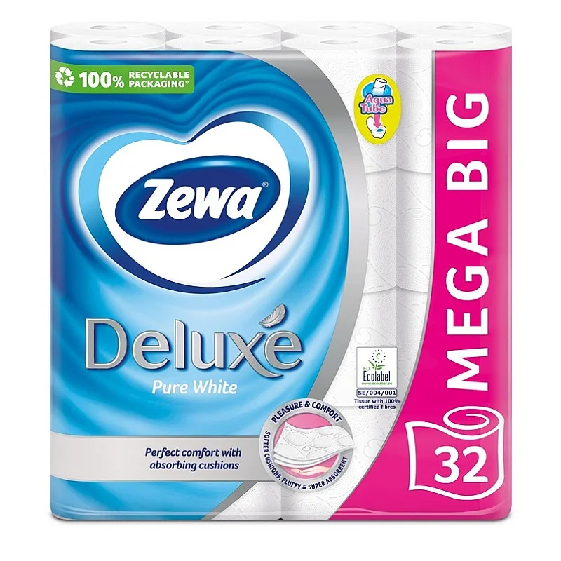 PAPER TOILET ZEWA DELUXE PURE WHITE 32