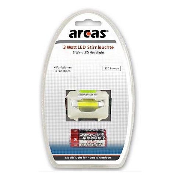 Galvas lukturis Arcas 3W LED 4 funkcijas+3xAAA baterijas