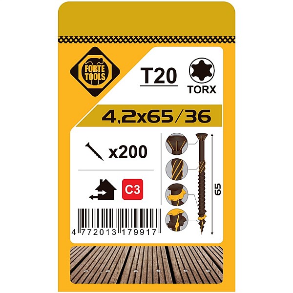 TERRACE SCREW T20 4.2X65 BROWN (200)