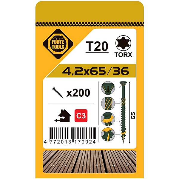 TERRACE SCREW T20 4.2X65 GREEN (200)