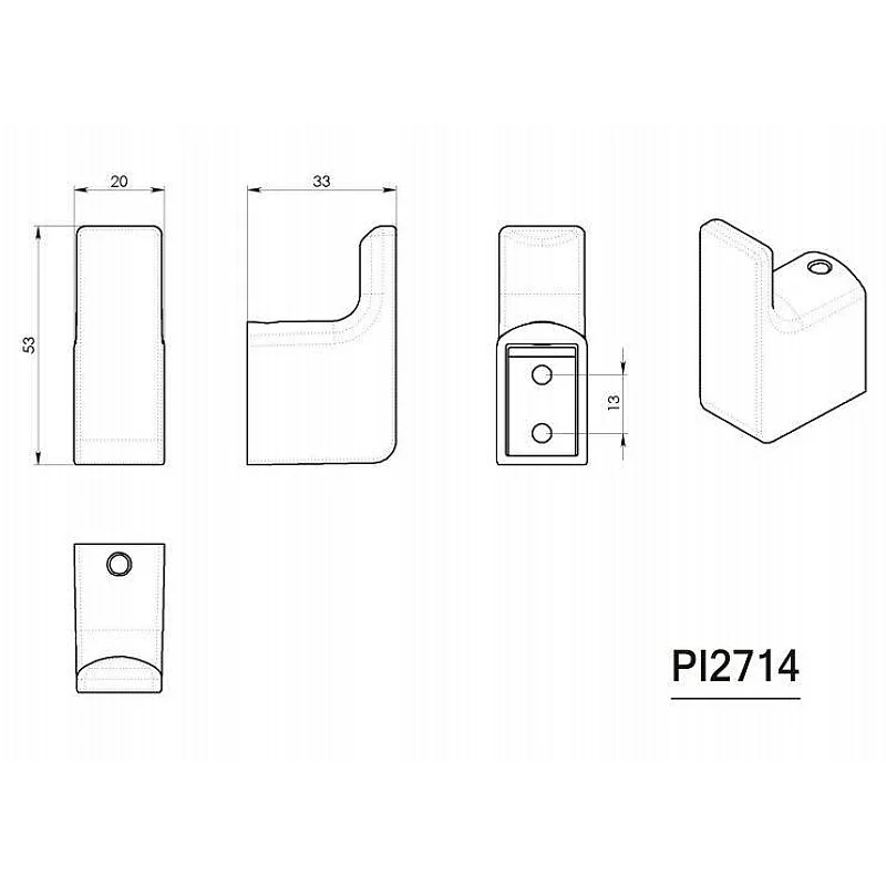 Kabliukai Pirenei PI27142. juodi. 2 vnt. Kabliukai Pirenei PI27142. juodi. 2 vnt.