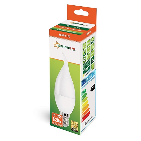 LED BULB B38 DEC 8W E14 830 620LM SPECTR