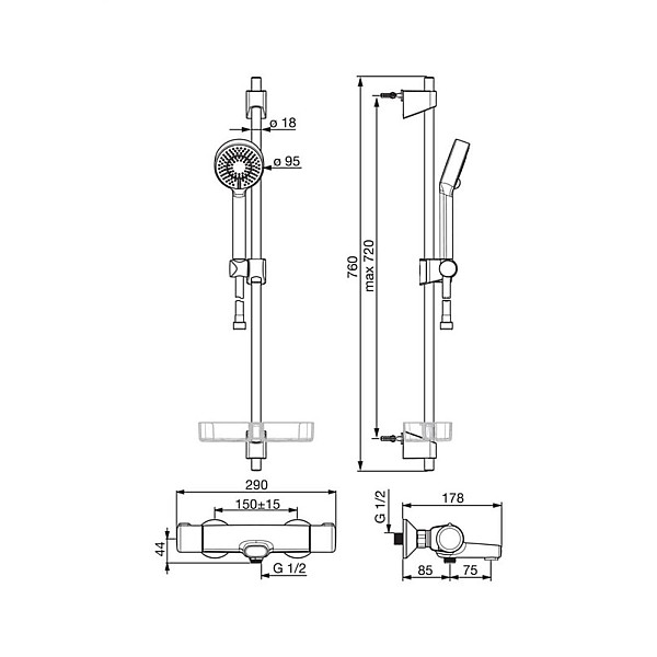 THERMOSTAT BATH MIXER NOVA 7414U