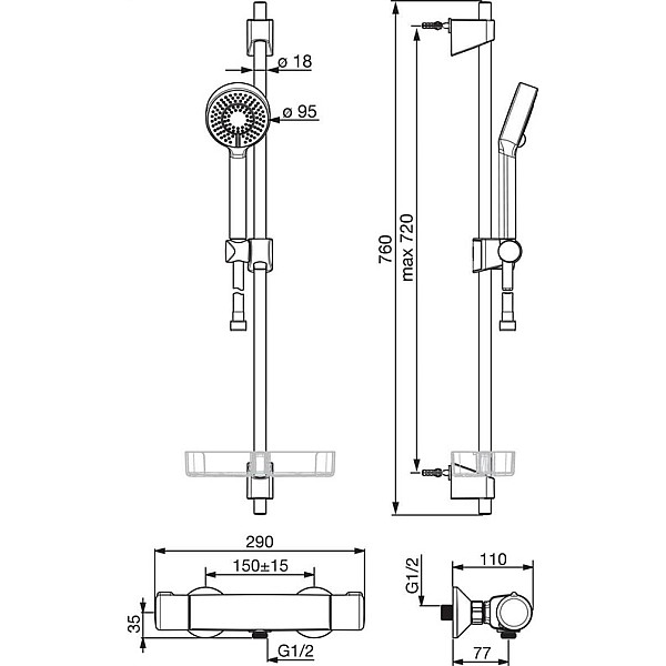 THERMOSTAT SHOWER MIXER NOVA 7413U