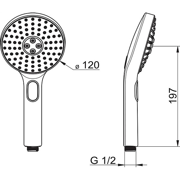 Dušo galvutė Oras Hydractiva 242403. pilka/chromo. 120 mm