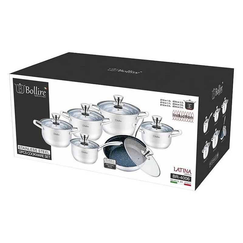 BELLY SHAPE 12PC COOKWARE SET BR-4006