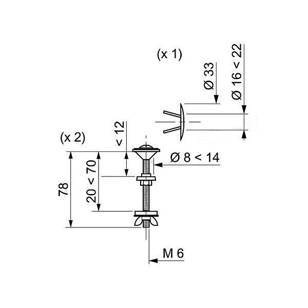 SCREWS FOR TOILET BOWL MOUNTING M21/K