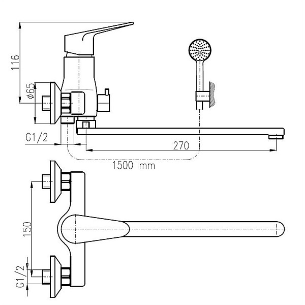 BATH FAUCET LONG SPOUT DVI253.5/1