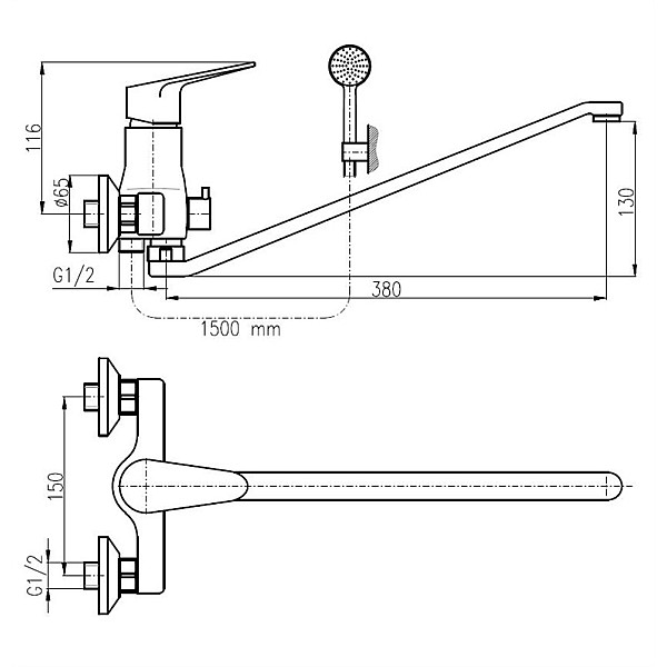 BATH FAUCET LONG SPOUT DVI252.5/1