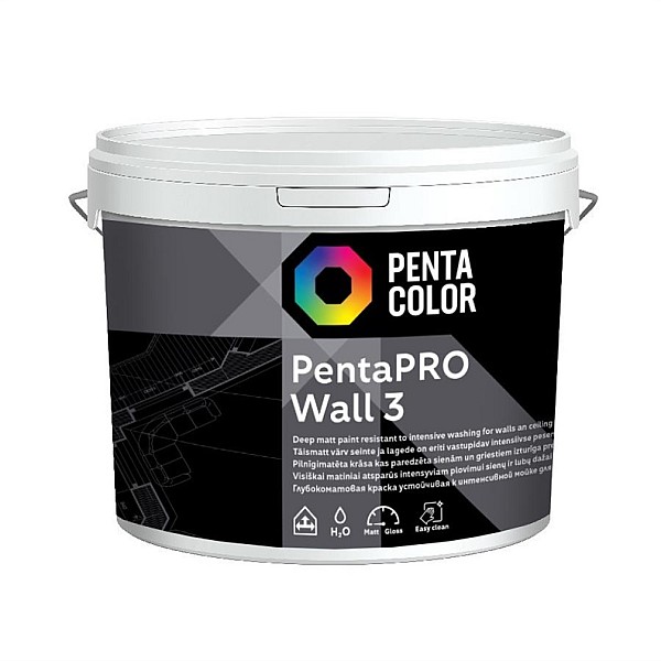 Krāsa Pentacolor PentaPro Wall 3. balta. 5 l