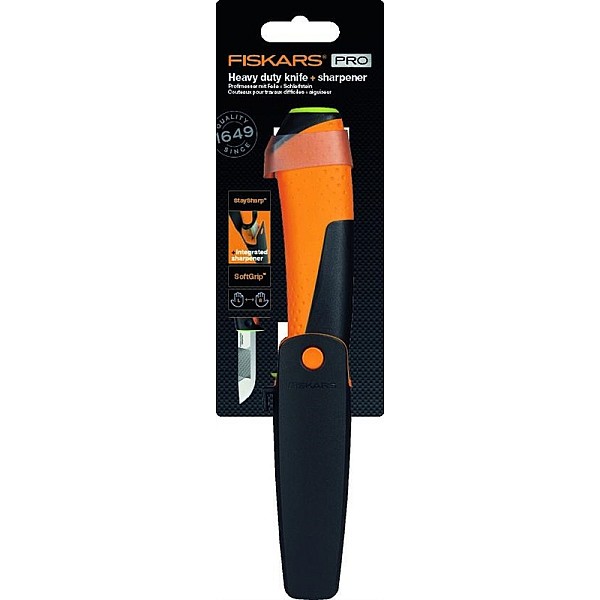 FISKARS HEAVY DUTY KNIFE WITH SHARPENER