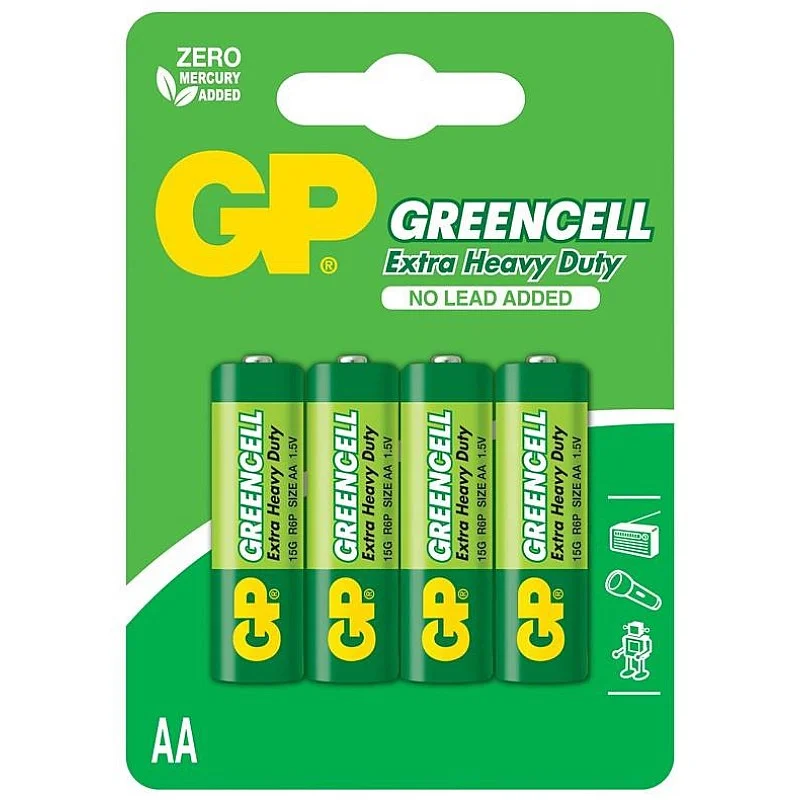Elementai GP GREENCELL AA/R06. 1.5V. 4 vnt.