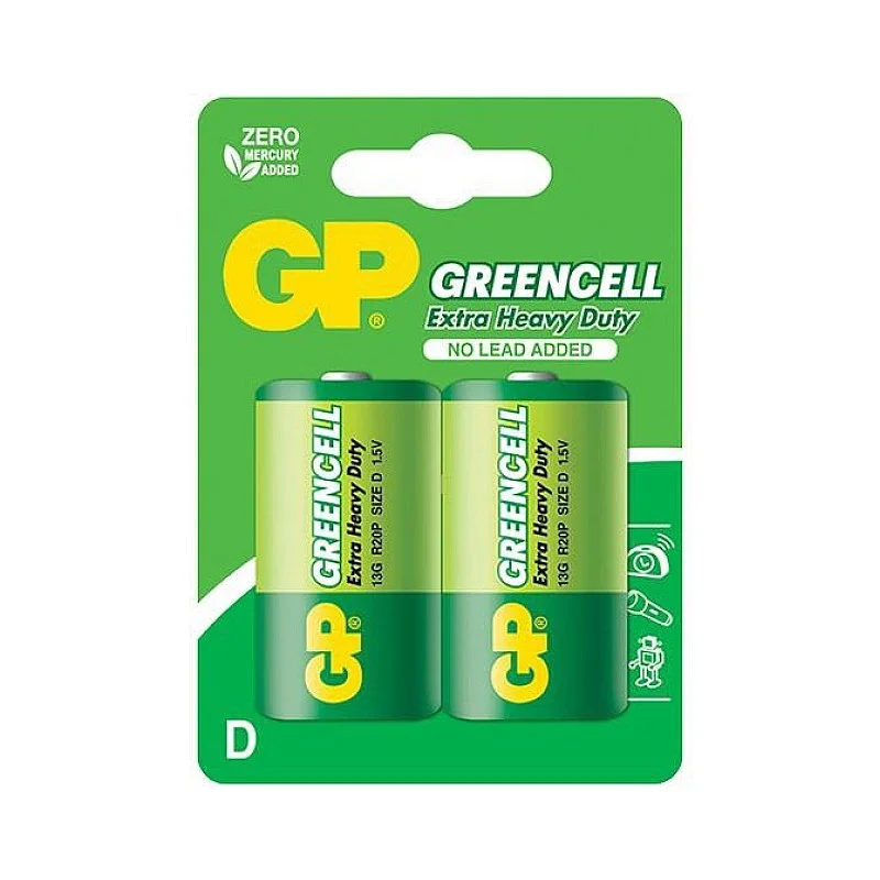 Elementai GP GREENCELL D/R20. 1.5V. 2 vnt.