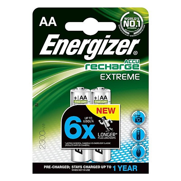 Įkraunami elementai ENERGIZER AA. 2300 mAh. 2 vnt.