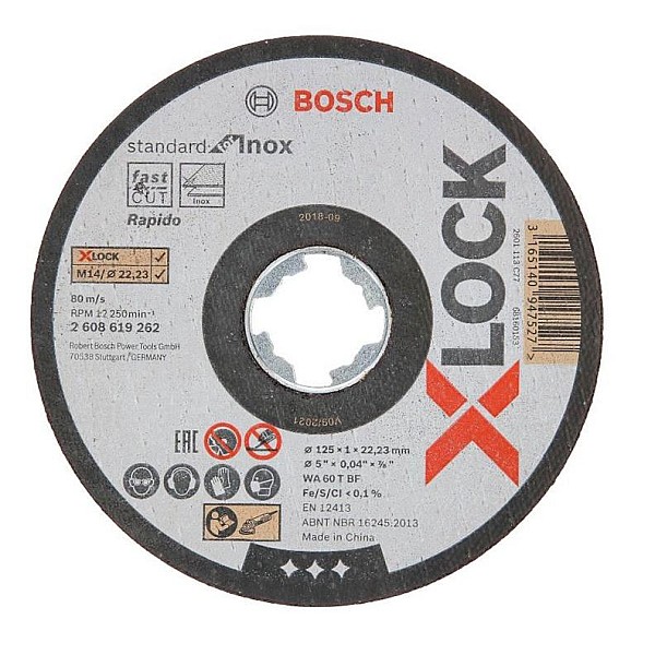 CUTTING DISC INOX BOSCH X-LOCK 125X1