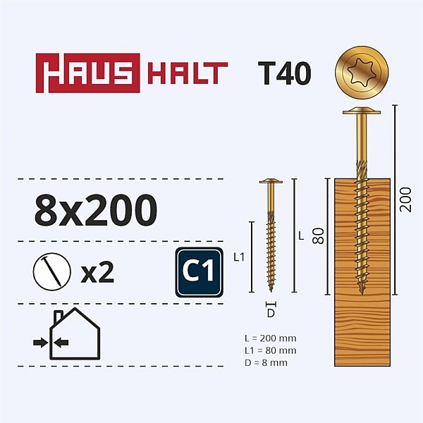 CHIP SCR TORX 8X200 YEL ZN WKCP(2)