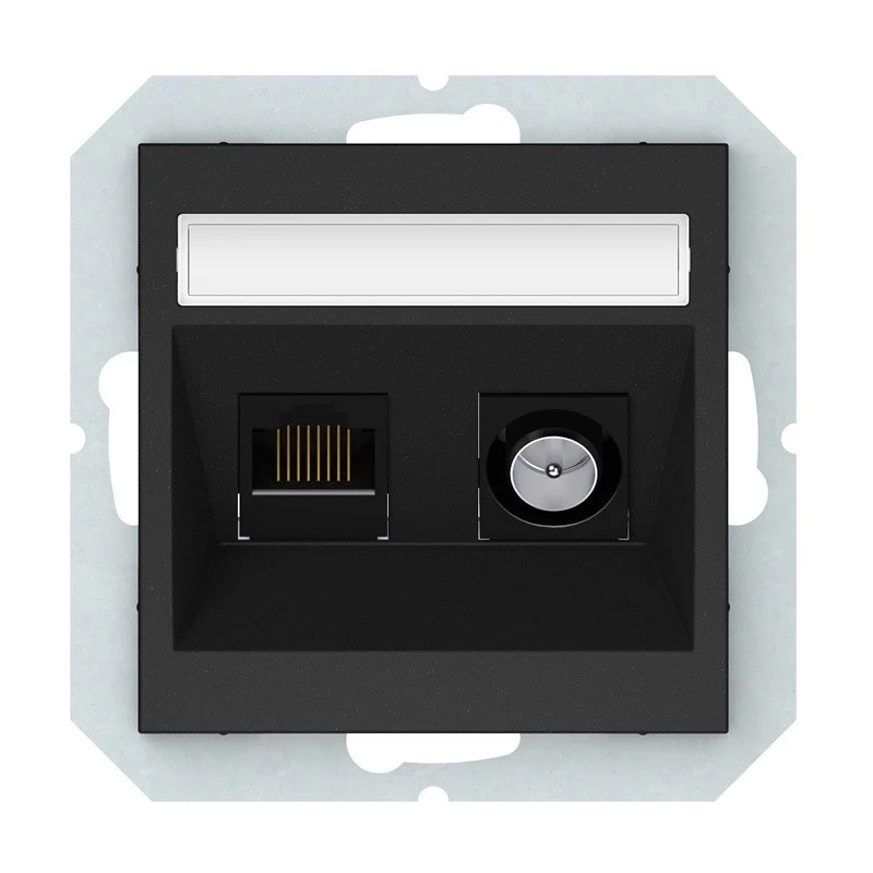 Antenos ir kompiuterio lizdas VILMA QR1000. mat.juodos sp. Antenos ir kompiuterio lizdas VILMA QR1000. mat.juodos sp.