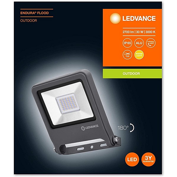 OUTD FLOODL LED 30W 830 IP65 GRAY