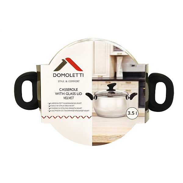 CASSEROLE WITH LID3.5L 20X11.5 DOMOLETTI