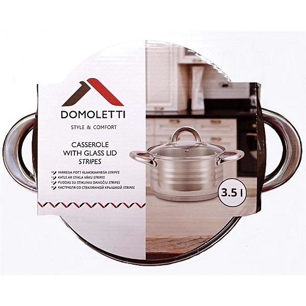 CASSEROLE WITH LID3.5L 20X11.5 DOMOLETTI