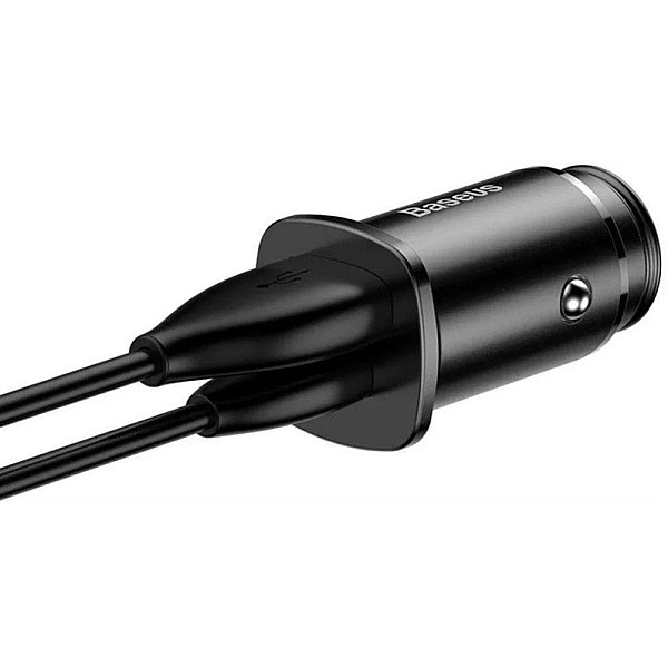 Įkroviklis auto USB 2.0 -USB-C 30W.black