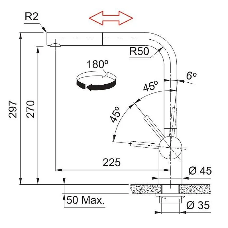 Virtuvinis maišytuvas FRANKE ATLAS NEO su ištraukiama žarna Virtuvinis maišytuvas FRANKE ATLAS NEO su ištraukiama žarna