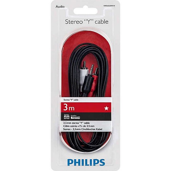 Vads PHILIPS 3.5mm M. 2xRCA M. 3m. melns SWA2520W/10