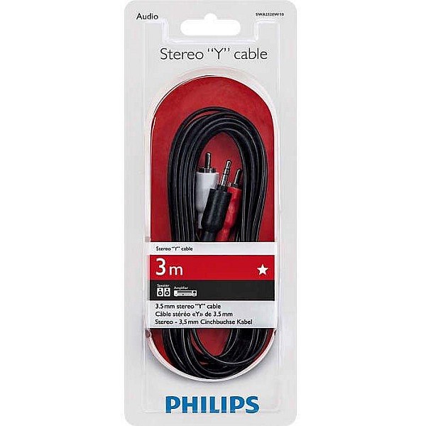 Vads PHILIPS 3.5mm M. 2xRCA M. 3m. melns SWA2520W/10