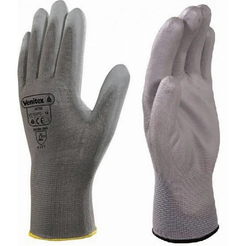 Pirštinės, megztos, PU delnas, pilkos 9, Delta Plus