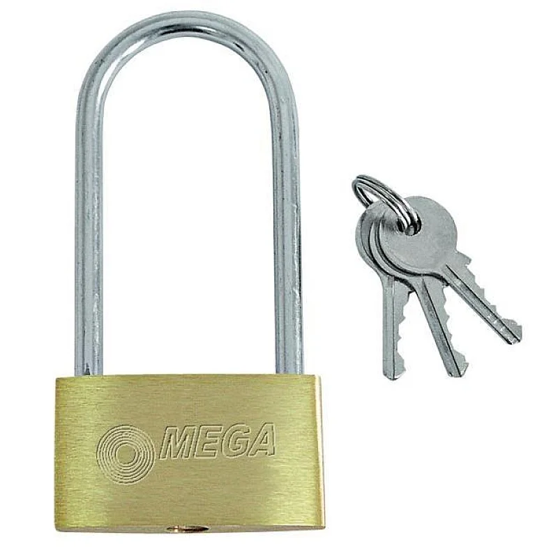 Piekaramā slēdzene misiņa garš šeikelis 40mm 3 atslēgas Piekaramā slēdzene misiņa garš šeikelis 40mm 3 atslēgas