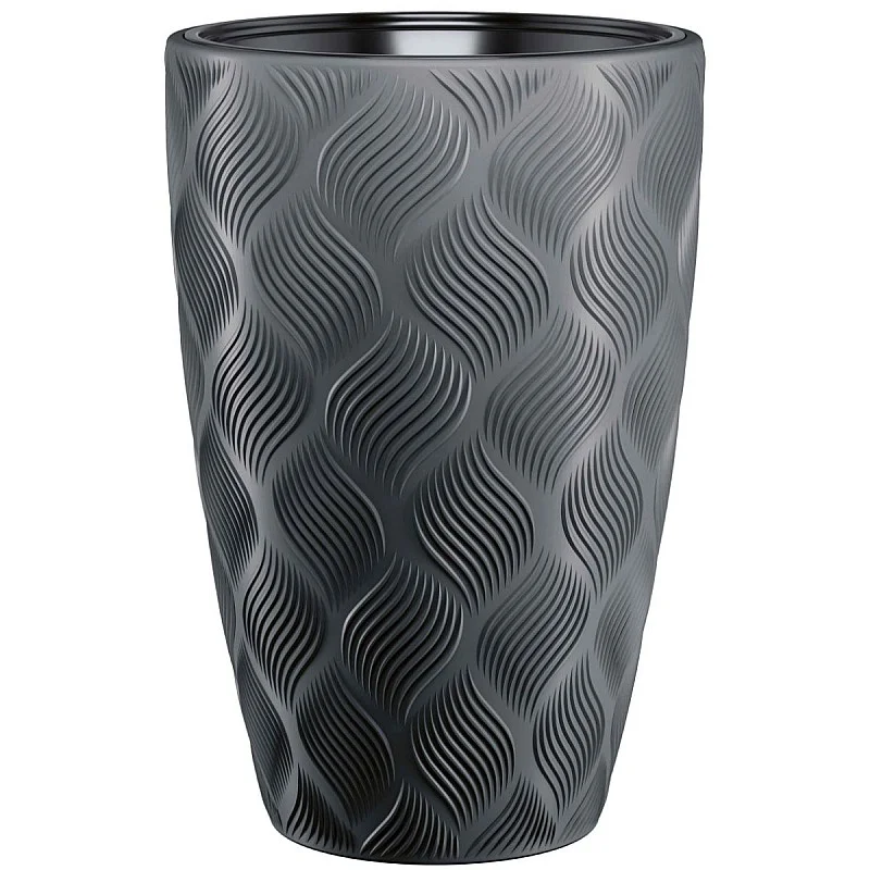 Vazonas Flow Slim 30cm 24L, juodas