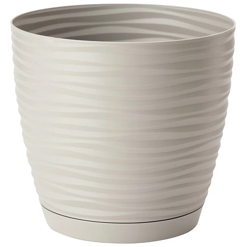 Gėlių vazonas SAHARA su padėklu 11cm, pilkas
