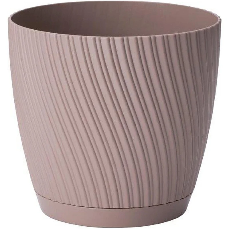 Gėlių vazonas Mika su padėklu 19cm, rudas