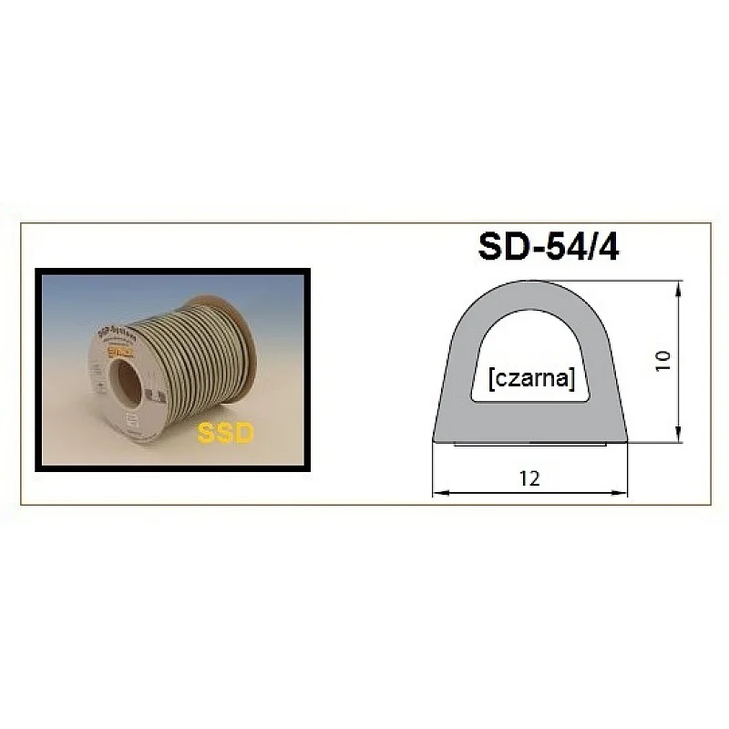 Blīvgumija dubultā D profils 10x12mm melns (2x25m) m
