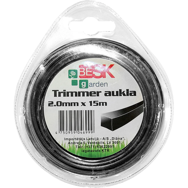 Trimmera aukla 2.0mm*15m kvadr.