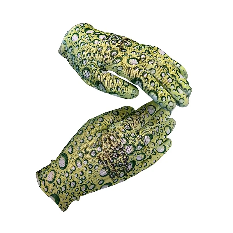 Cimdi dārza poliester ar PU pārkl. 8.izm. ar rakstu Cimdi dārza poliester ar PU pārkl. 8.izm. ar rakstu