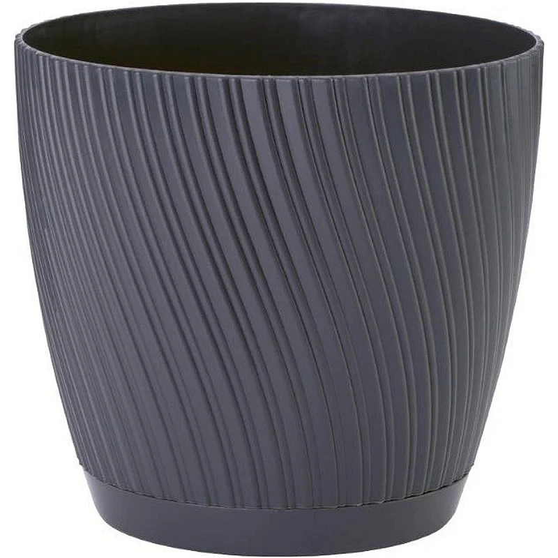 Gėlių vazonas Mika su padėklu 13cm, juodas