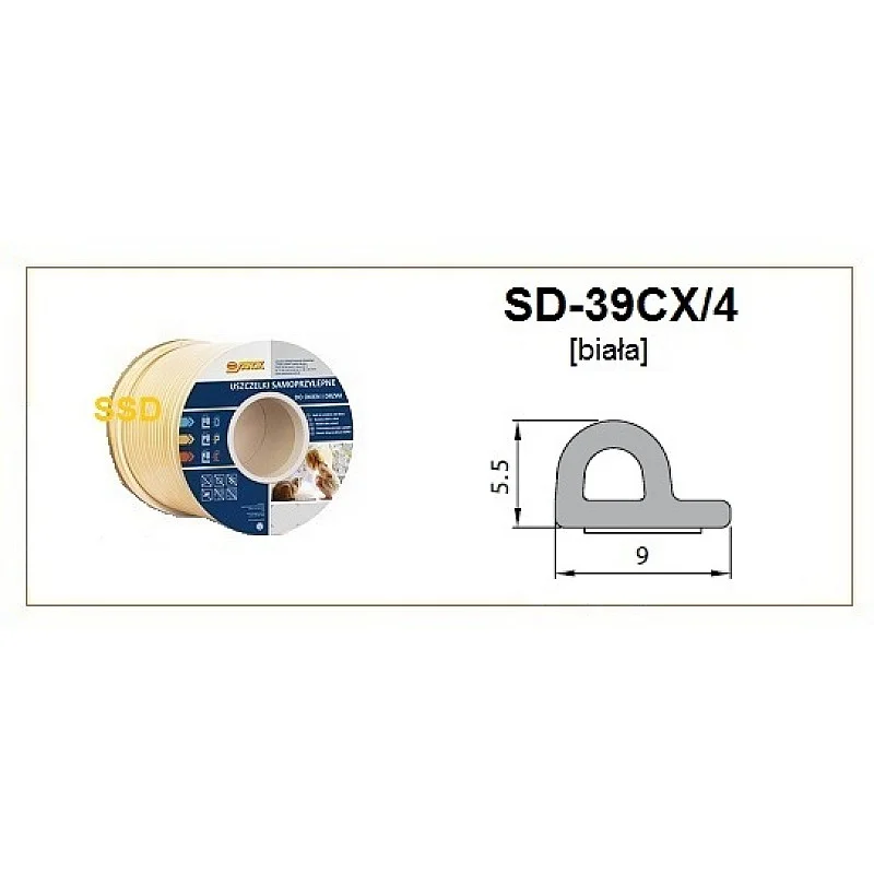 Blīvgumija dubultā P profils balts (2x50m) m