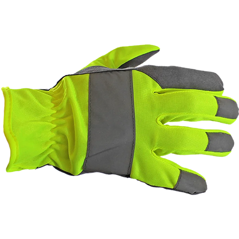 Cimdi fluoriscējoši dzelt.sintet.āda ar neilonu 10.izm