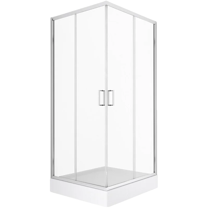 Duškabīne PRIVIA 800x800mm, ar kantaino paliktni un sifonu, 5mm rūdīts stikls