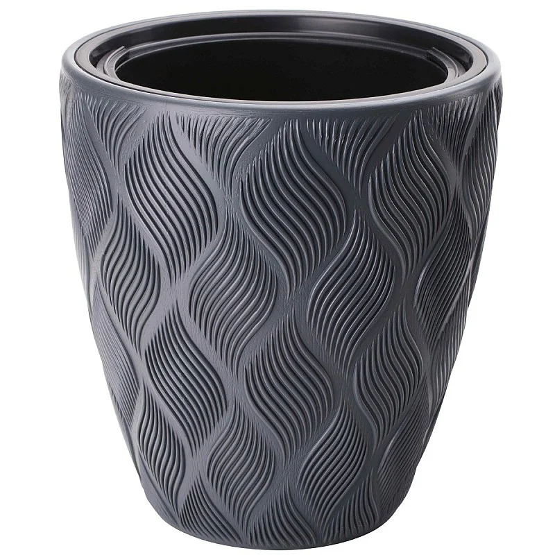 Vazonas Flow 30cm 15,5L, juodas