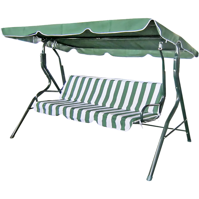 Šūpuļkrēsls 3-vietīgs svītrains zaļš/balts