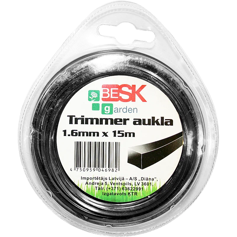 Trimmera aukla 1.6mm*15m kvadr.