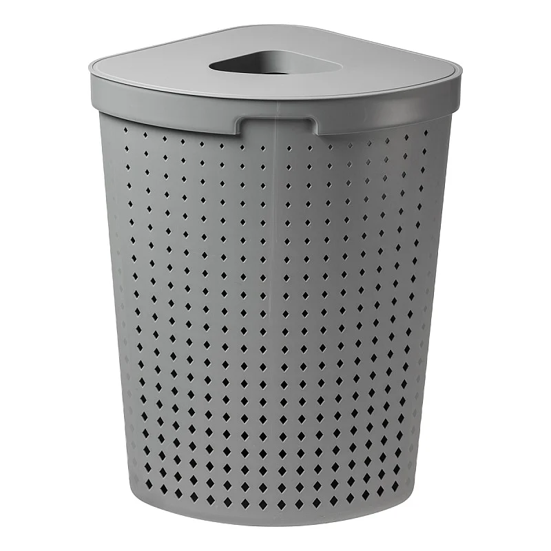 Veļas grozs Seoul stūra ar vāku, pelēks