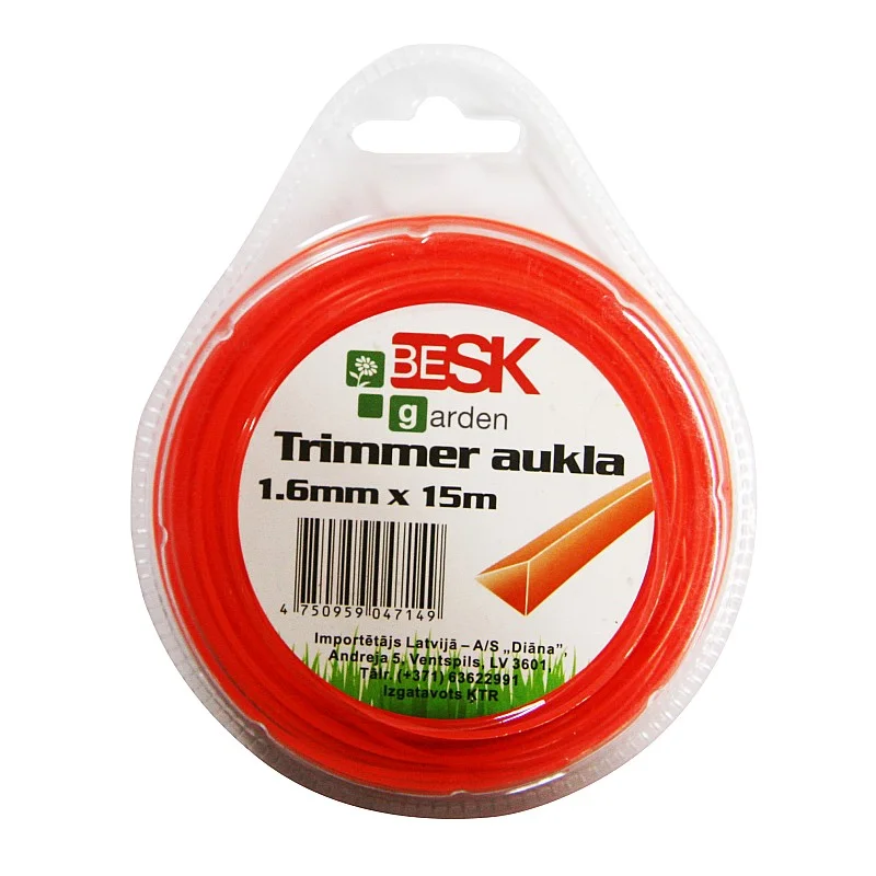 Trimmera aukla 1.6mm*15m trīsstūris