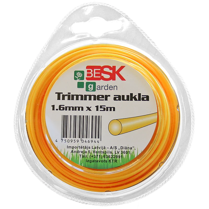 Trimmera aukla 1.6mm*15m apaļa
